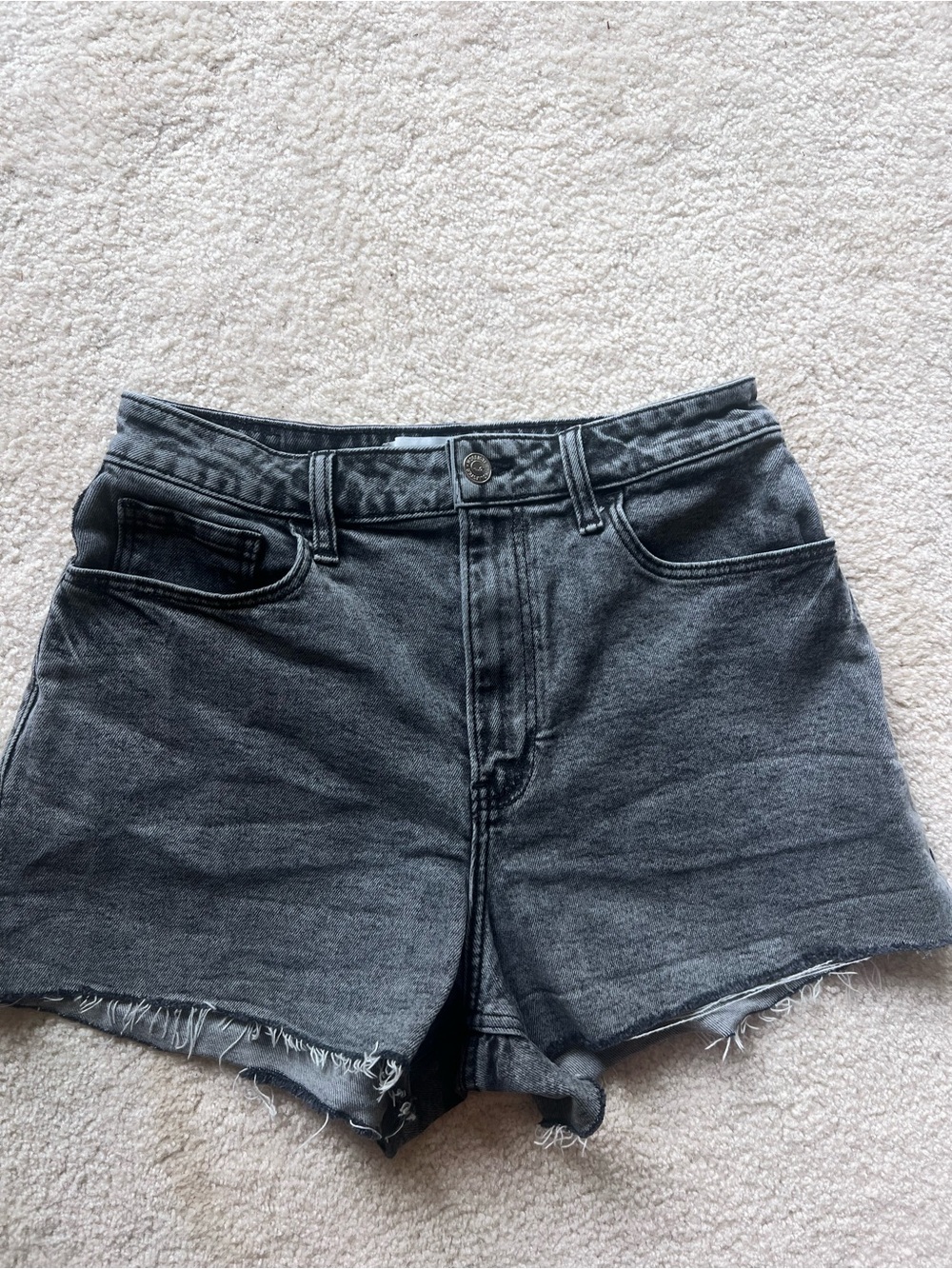 Hollister Black Washed Denim High-Rise Shorts